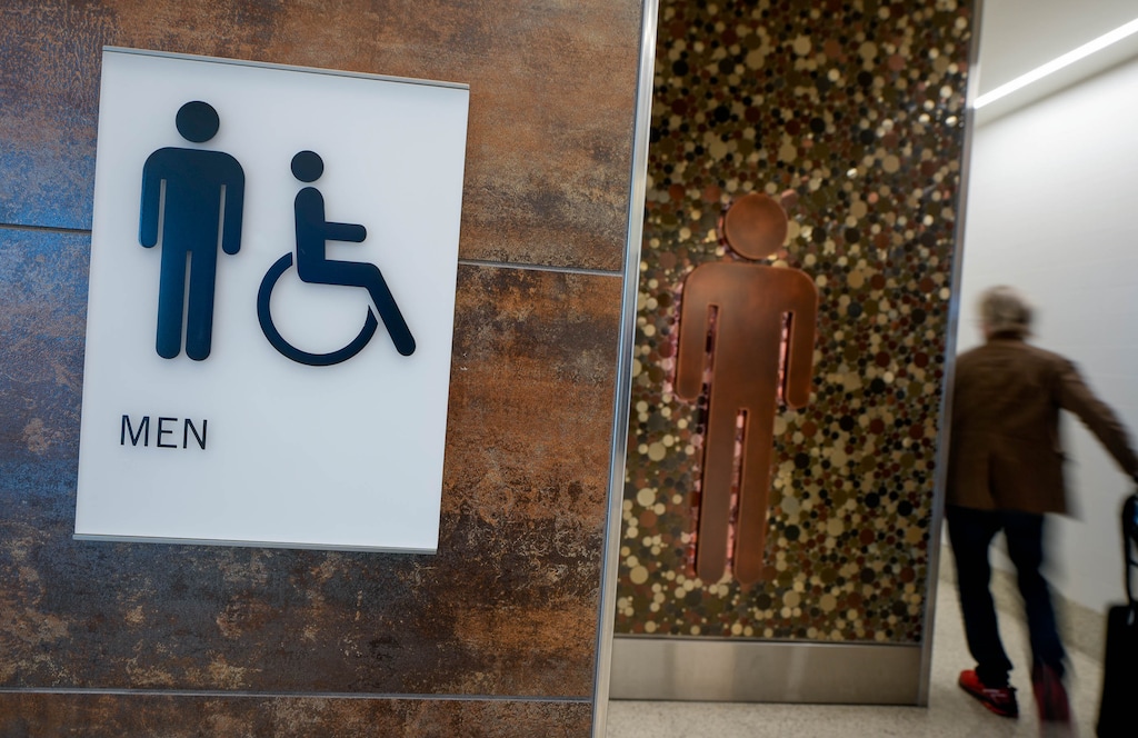 (Francisco Kjolseth  |  The Salt Lake Tribune) Bathrooms are pictured at Salt Lake International Airport on Wednesday, Jan. 31, 2024.