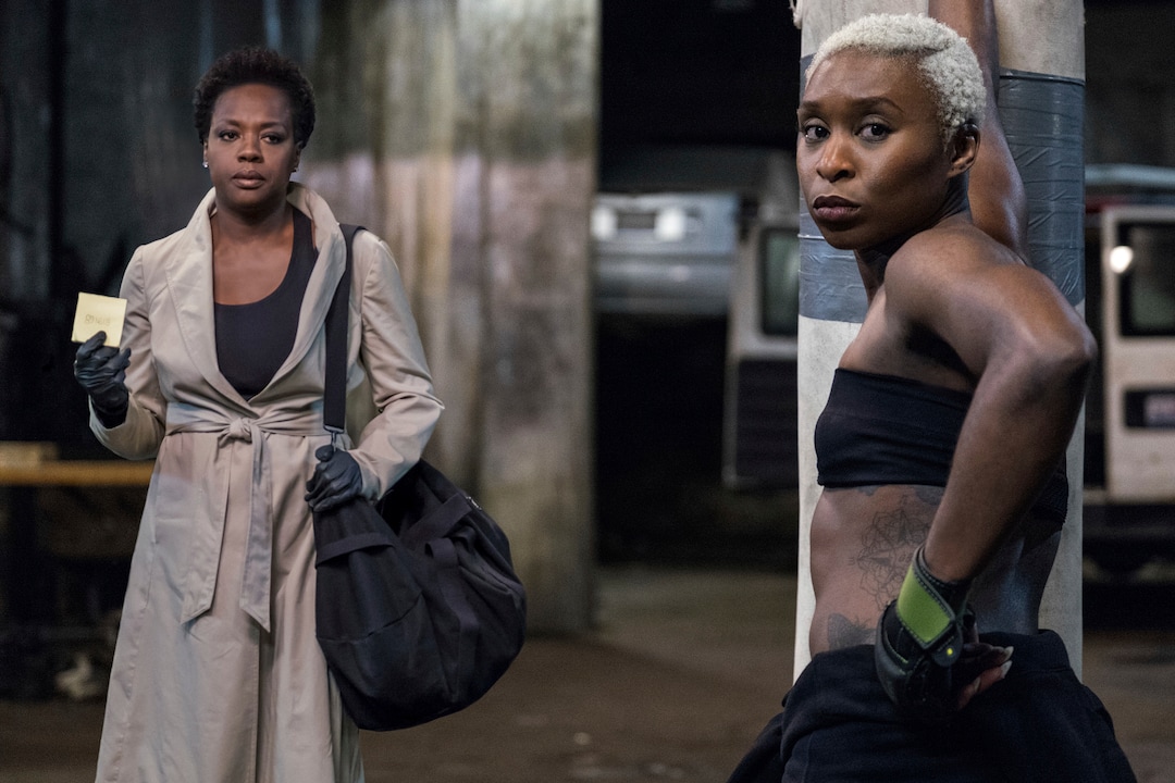 This image released by 20th Century Fox shows Viola Davis, left, and Cynthia Erivo in a scene from "Widows." (Merrick Morton/20th Century Fox via AP)