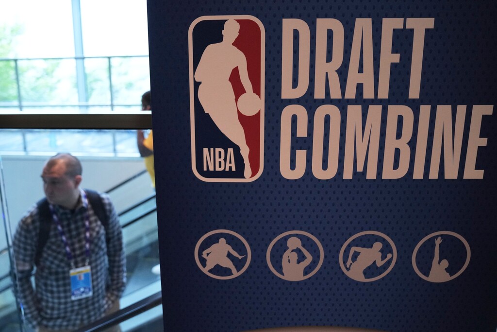 (Nam Y. Huh | AP) A sign is displayed at the 2025 NBA basketball draft combine in Chicago, Wednesday, May 14, 2025.