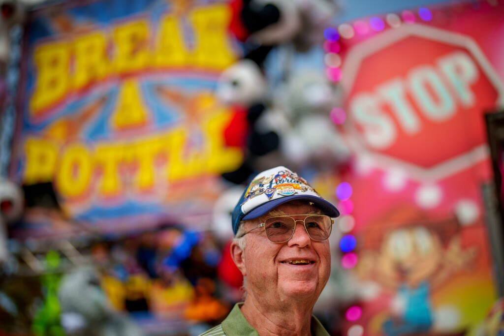 (Trent Nelson  |  The Salt Lake Tribune) James Chew at the Utah State Fair in Salt Lake City on Monday, Sept. 8, 2025. Chew aims to visit state fairs in all 50 states.
