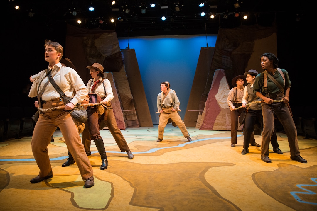 (Todd Collins | Courtesy of the University of Utah Department of Theatre)  Cast members of the University of Utah Department of Theatre’s March 2019 production of “Men on Boats.” The play by Jacklyn Backhaus tells the story of John Wesley Powell’s 1869 expedition to chart  the Green and Colorado Rivers through what would become Utah and other states.