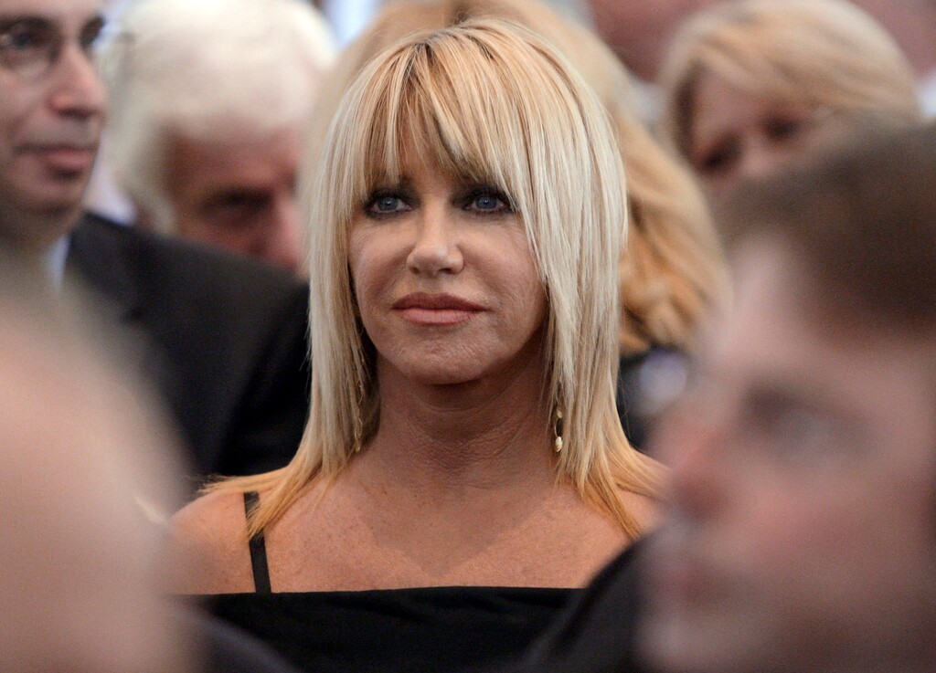 (Kevork Djansezian | AP) Suzanne Somers is seen during the funeral services for Merv Griffin at the Church of the Good Shepherd in Beverly Hills, Calif., Aug. 17, 2007. Somers, the effervescent blonde actor known for playing Chrissy Snow on the television show “Three’s Company,” as well as her business endeavors, died early Sunday, Oct. 15, 2023, her family said in a statement provided by her longtime publicist R. Couri Hay. She was 76.