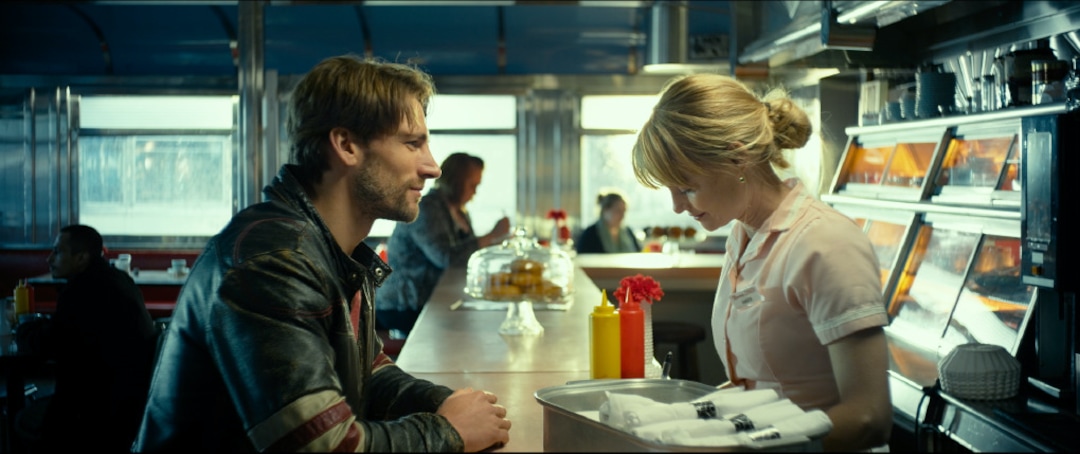 (photo courtesy Freestyle Releasing) Amber (Lindsay Pulsipher, right) resists the charms of Cody (Andrew W. Walker), a NASCAR driver, in the drama "God Bless the Broken Road."