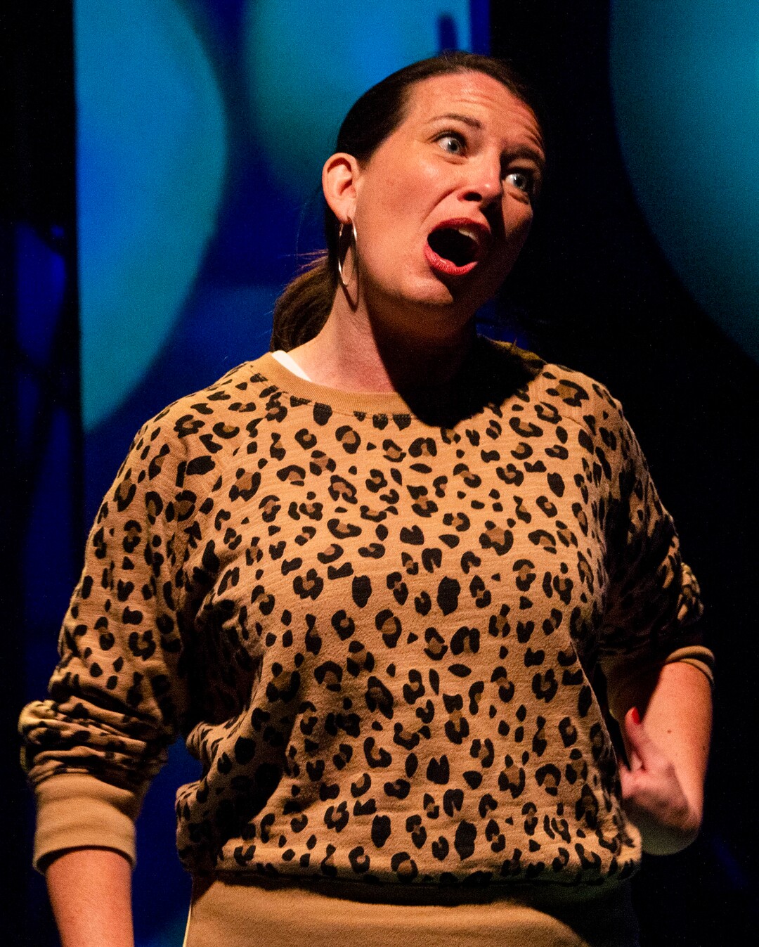 (Rick Egan  |  The Salt Lake Tribune)  Meighan Smith rehearses for the first Utah theater production since the COVID-19 lockdown, titled "The Corona Conundrum," at The Parker Theatre, Wednesday, May 13, 2020.