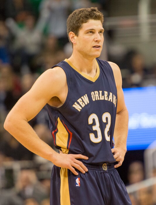 Rick Egan  |  The Salt Lake TribuneNew Orleans Pelicans guard Jimmer Fredette (32) pauses during a break in the action, in NBA action, Utah Jazz vs. New Orleans Pelicans at EnergySolutions area, Saturday, November 22, 2014