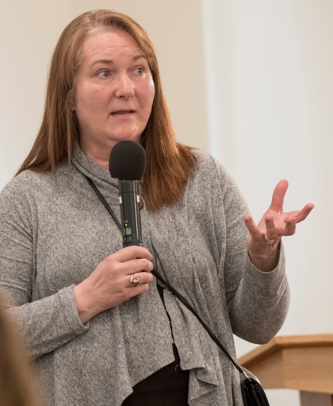 (Rick Egan  |  The Salt Lake Tribune)       Terry Palmer makes a comment during the "Love Heals" forum on sex trafficking at St. Mark's Cathedral Friday, March 23, 2018.