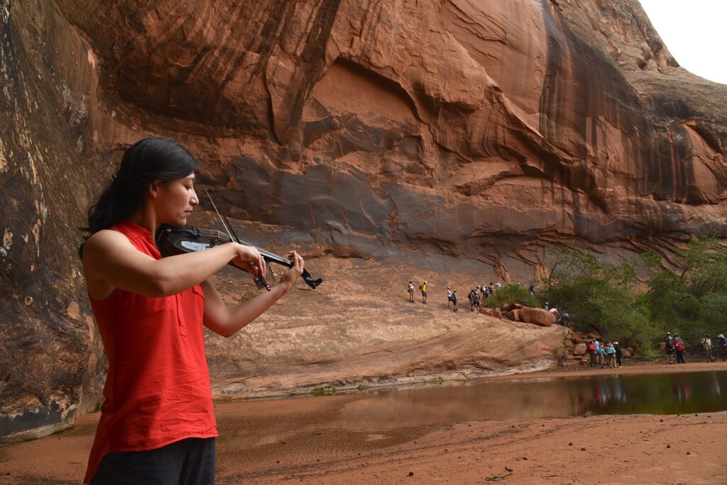 (Lynn R. Johnson  |  Special to the Tribune)
Harumi Rhodes performs during a music hike at the 2016 Moab Music Festival. The festival's 25th season opens this coming week.