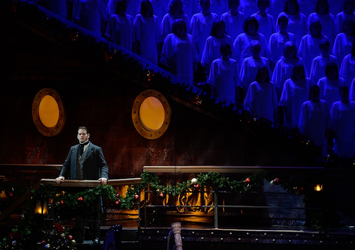 (Francisco Kjolseth  |  The Salt Lake Tribune)  The Mormon Tabernacle Choir Christmas extravaganza kicks off with Broadway star Sutton Foster and "Downton Abbey's" Hugh Bonneville at the Conference Center on Thursday, Dec. 14, 2017.
