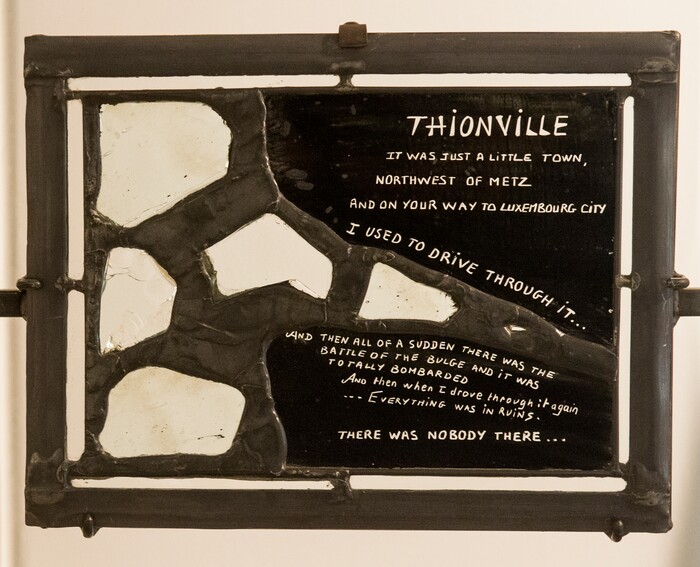(Rick Egan  |  The Salt Lake Tribune)      Thionville France, Unidentified sanctuary, is part of the the McDonald Windows, stained glass exhibit, "Remembered Light," which features fragments from World War II windows. The exhibit brought to Utah by the Salt Lake Interfaith Roundtable & the Peace Committee of the Utah District of Rotary International. The exhibit runs through Nov 17, at 175 South Main, in Salt Lake City. Monday, Oct. 29, 2018.



