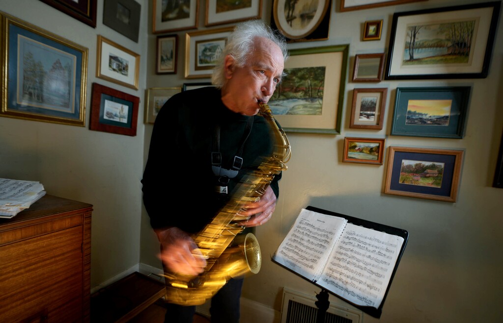 (Francisco Kjolseth  |  The Salt Lake Tribune) Local "hidden" jazz great - Alan Braufman is pictured at his home in Salt Lake City on Monday, May 6, 2024. His new album coming out on May 17 is called “Infinite Love Infinite Tears.”