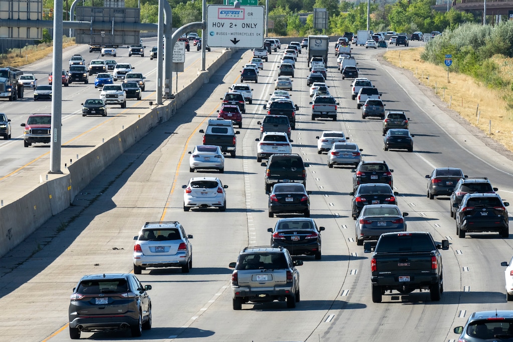 (Rick Egan | The Salt Lake Tribune) Rush hour traffic on I-15 on Thursday, July 31, 2025.