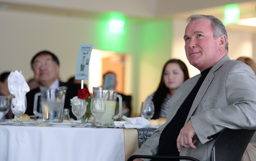 (Francisco Kjolseth | Tribune file photo)
Developer Terry Diehl joins then-Salt Lake County Councilman Randy Horiuchi at his table during a retirement luncheon, Dec. 17, 2014. Diehl had federal criminal charges against him dismissed and is now asking the government for payment of his legal fees and an explanation of why he was subjected to months of prosecution.