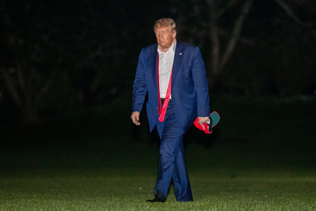 (Patrick Semansky | AP photo)

Donald Trump, returning from a campaign rally in Tulsa, Okla., walks across the South Lawn of the White House in Washington after stepping off the Marine One helicopter, early Sunday, June 21, 2020.