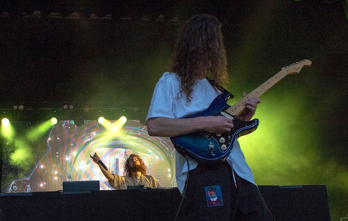 (Rick Egan  |  The Salt Lake Tribune)      Brothers Kevin and Jeff Saurer perform as Hippie Sabotage, at the twilight concert series, at the Gallivan Center, Saturday, July 20, 2019.