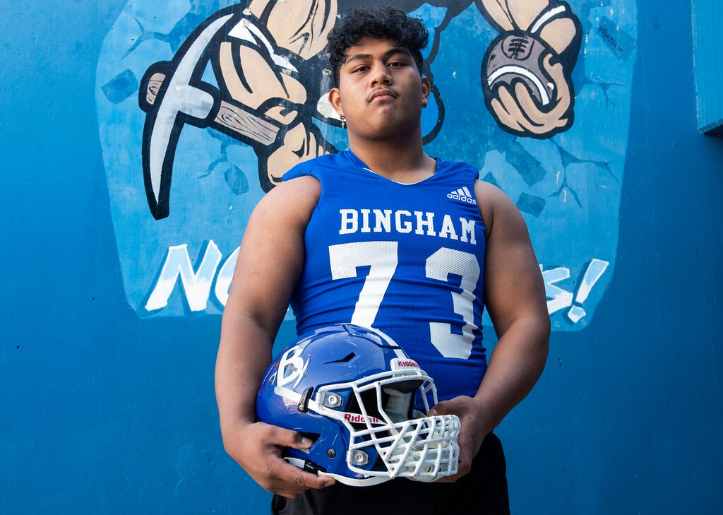 (Rick Egan | The Salt Lake Tribune) Bigham Offensive Lineman, George Maile, Monday, Feb. 22, 2021.