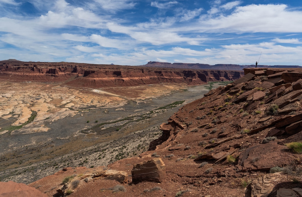 (Francisco Kjolseth | The Salt Lake Tribune) Hite Marina, long closed down due to the declining water levels of Lake Powell, is pictured from the Colorado River overlook on Saturday, April 25, 2026.