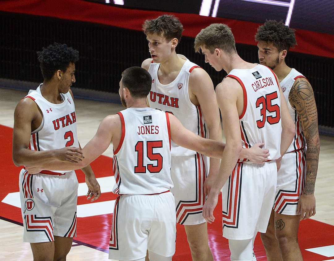 (Leah Hogsten  |  The Salt Lake Tribune) The Utes host Utah Valley University on Tuesday, Dec. 15, 2020 at the Jon M. Huntsman Center. The Utes won 75-67.