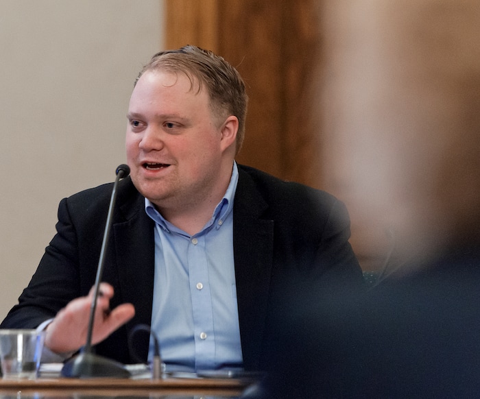 (Michael Mangum  |  Special to the Tribune)  Salt Lake City Human Rights Commission chair Michael Iverson speaks during a meeting of the Salt Lake City Human Rights Commission at City Hall in Salt Lake City on Thursday, November 30, 2017.