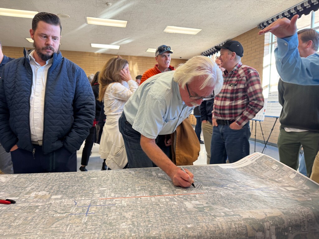 (Clarissa Casper | The Salt Lake Tribune) Cache County residents gather in Logan to discuss the Utah Department of Transportation’s proposed road projects aimed at improving Main Street traffic flow, Feb. 25, 2025.