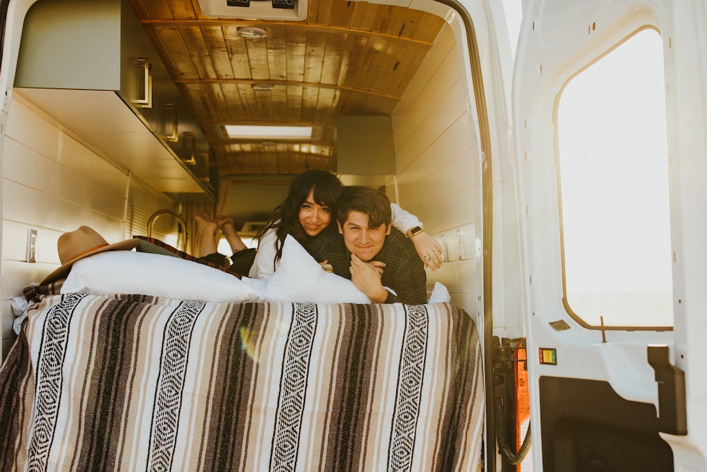 (Photo courtesy of Mylee Brown) Mylee and Chris Brown rent out their retrofitted camper van on apps like Outdoorsy, and saw great success during the pandemic.
