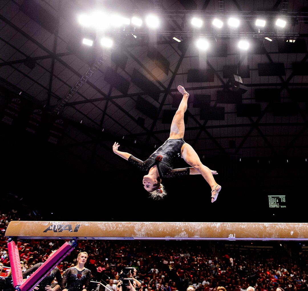 Trent Nelson  |  The Salt Lake TribuneUtah's MyKayla Skinner on the beam as the University of Utah hosts Cal, NCAA Gymnastics at the Huntsman Center, Saturday February 4, 2017.
