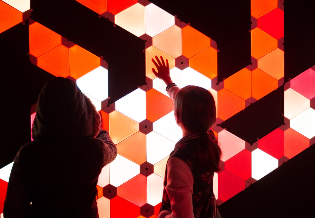 ( Farris Gerard | Courtesy of Utah Arts Alliance ) Guests at the 2018 Illuminate festival play with an interactive light board  at The Gateway.