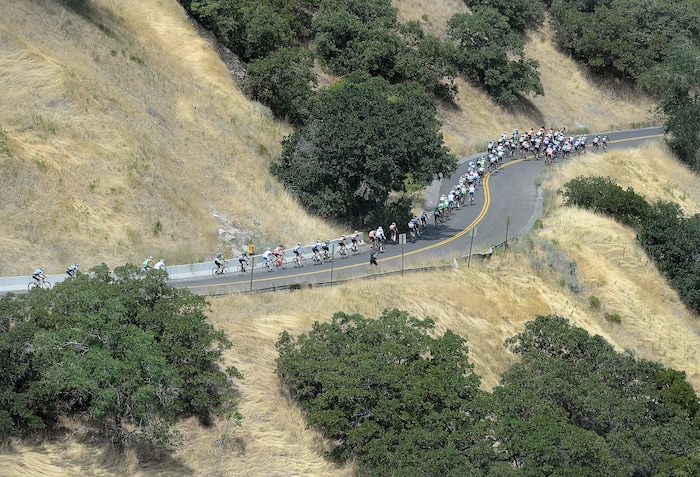 (Scott Sommerdorf   |  The Salt Lake Tribune)   Riders on Bonneville Blvd. just after the start of stage 7 of the Tour of Utah. Robert Britton is the winner of the 2017 Tour of Utah, Sunday, August 6, 2017.  