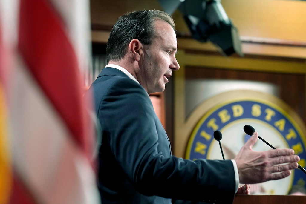 (Mariam Zuhaib | AP) Sen. Mike Lee, R-Utah, speaks during a news conference on spending, Wednesday, Dec. 14, 2022, on Capitol Hill in Washington. Newly-released materials from the House Jan. 6 committee show Lee worked with a top Trump campaign legal adviser on strategies for overturning the 2020 election.