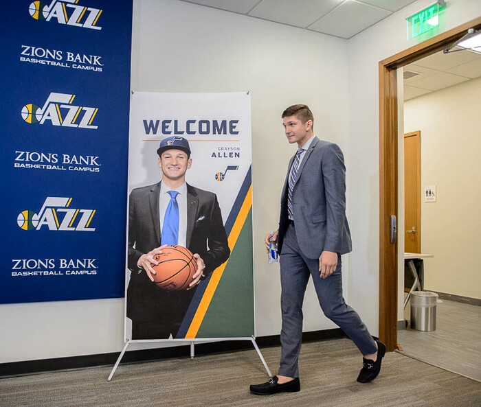 (Trent Nelson | The Salt Lake Tribune)
The Utah Jazz introduce their top draft pick Grayson Allen in Salt Lake City, Wednesday June 27, 2018.