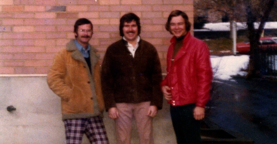 (Tribune archives) Shortly after skiing compelled Ken Verdoia (far right) to move to
Utah in 1974, he posed for a picture with his KALL Radio colleagues Tom Barberi (center) and Jim Braden (left). Barberi  died Dec. 24, 2021. He was 78.
