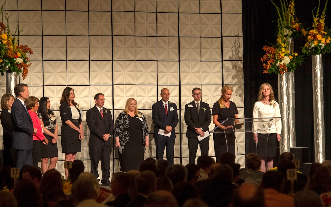 (Rick Egan  |  The Salt Lake Tribune)  Jennifer Huntsman Parkin presents  present the Education Awards at the Huntsman Awards for Excellence in Education at the Grand America, Friday,  April 26, 2019.