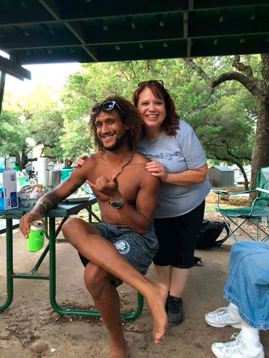 (Natacha Mendenhall via AP) This June 2019 photo provided by Natacha Mendenhall shows Casey Williamson, left, and his mother Carla Ajaga in Possum Kingdom Lake, Texas. Mendenhall said her cousin Williamson, who worked at Oahu Parachute Center, was on board the skydiving plane that killed multiple people when it crashed Friday evening, June 21, 2019. She said her family has not been officially notified of his death. But they provided Honolulu police with Williamson's name and date of birth, and the police confirmed he was on the flight, she said. The 29-year-old Yukon, Okla., native started skydiving about two-and-a-half years ago. Williamson was his mother's only child, Mendenhall said.