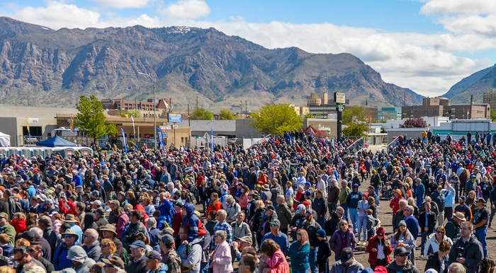 Leah Hogsten  |  The Salt Lake Tribune  In celebration for the 150th anniversary of the transcontinental railroadÕs completion, Union Pacific's iconic steam locomotives, Living Legend No. 844 and Big Boy No. 4014 met at Ogden Union Station, May 9, 2019.