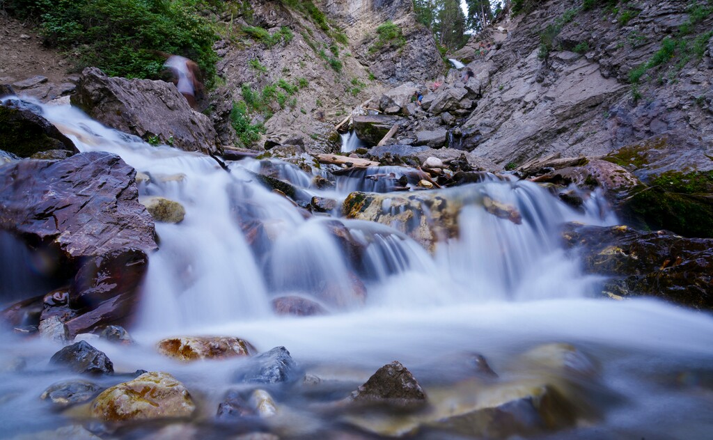 (Bethany Baker  |  The Salt Lake Tribune) Water cascades down Donut Falls near Salt Lake City on Saturday, July 12, 2025.