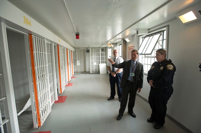 (Rick Egan  |  The Salt Lake Tribune)  Rep. Chris Stewart takes a tour of one of the empty cell blocks at the Utah State Prison, Wednesday, August 23, 2017.


