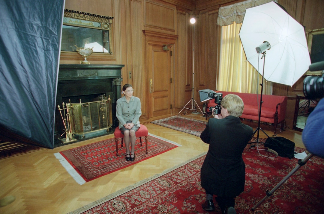 Supreme Court Justice Ruth Bader Ginsburg poses for her official portrait at the Court in Washington on Friday, Oct. 1, 1993. The Court will officially open its 1993 term on Monday. (AP Photo/Doug Mills)