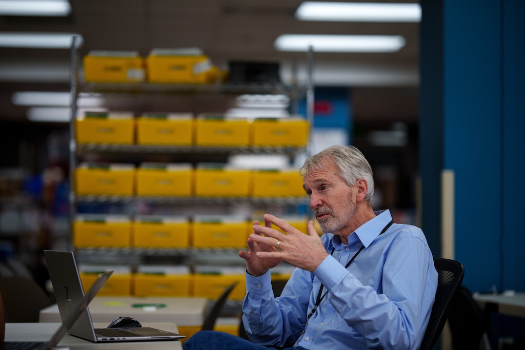 (Trent Nelson  |  The Salt Lake Tribune) Utah County Clerk Aaron Davidson in the ballot counting center at Utah County's Administration Building in Provo on Tuesday, Nov. 5, 2024. Utah lawmakers are considering a bill that would make it illegal to look up ballot information for no official reason, as Davidson reportedly did ahead of the election.