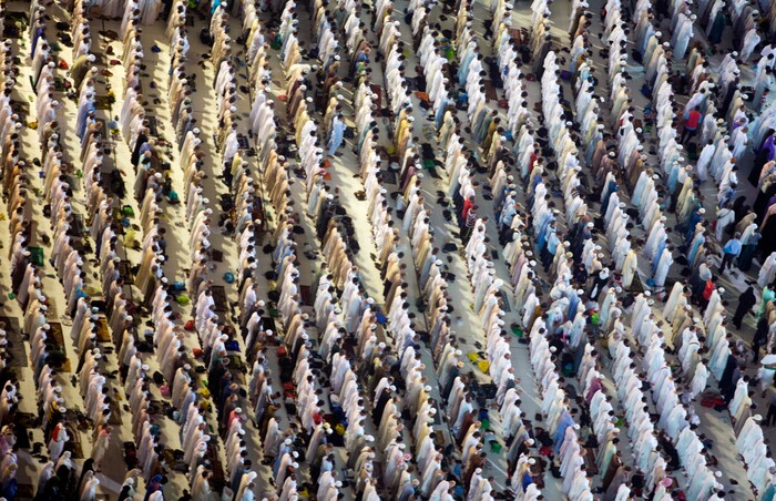 Muslim pilgrims pray at the Grand Mosque, ahead of the annual Hajj pilgrimage in the Muslim holy city of Mecca, Saudi Arabia, Tuesday, Aug. 29, 2017. (AP Photo/Khalil Hamra)