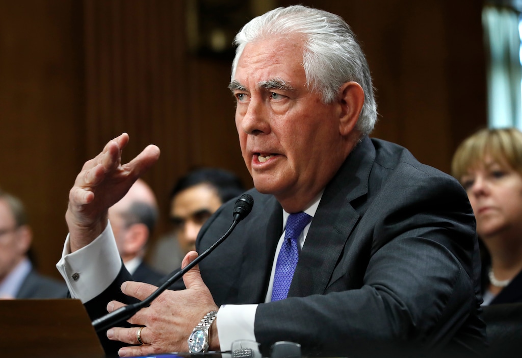 (Jacquelyn Martin | The Associated Press) Secretary of State Rex Tillerson testifies on Capitol Hill in Washington, Tuesday, June 13, 2017, before the Senate Foreign Relations Committee.