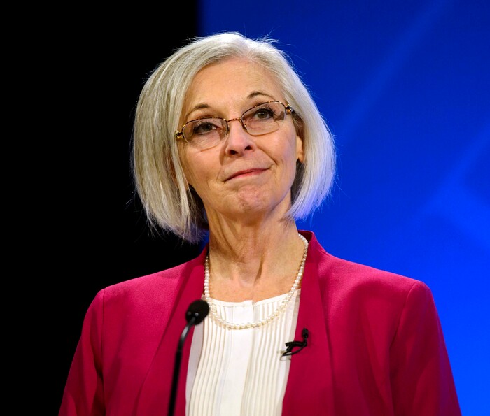(Steve Griffin  |  The Salt Lake Tribune)  Democrat Kathie Allen answers a question as she participates in a debate hosted by the Utah Debate Commission at the KBYU Studios on the BYU campus in Provo Wednesday October 18, 2017. She was joined by Republican John Curtis and  and United Utah Party candidate Jim Bennett as the three highest-polling candidates in the special election to fill UtahÕs vacant 3rd District congressional seat.