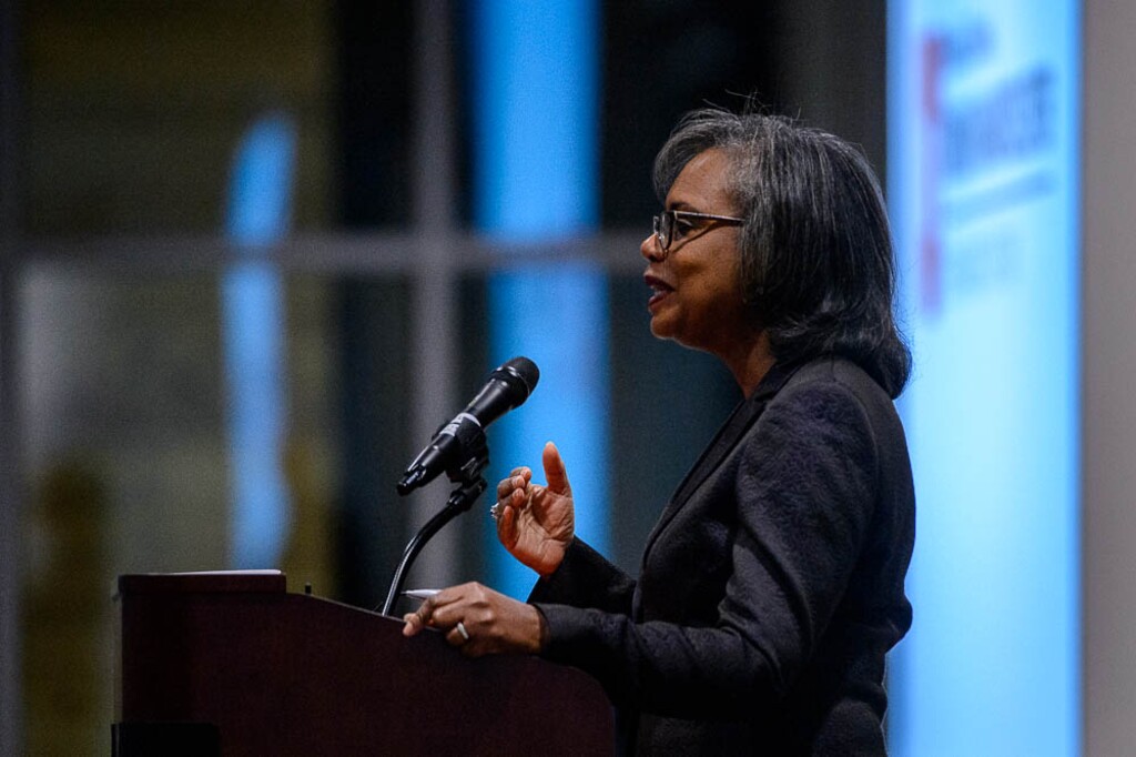 (Trent Nelson | The Salt Lake Tribune)
Anita Hill speaks at the University of Utah in Salt Lake City, Wednesday Sept. 26, 2018.