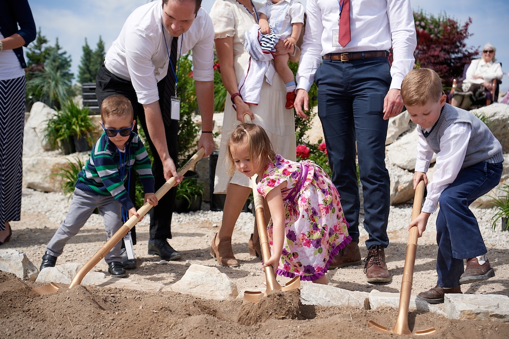 (Courtesy of The Church of Jesus Christ of Latter-day Saints) Church leaders and members participate in Saturday's groundbreaking of the Deseret Peak Temple in Tooele.