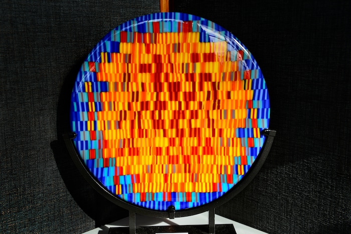 (Scott Sommerdorf   |  The Salt Lake Tribune)   "Summer Sun" by Onno Matteus at the Glass Art Guild of Utah show at Red Butte Garden, Sunday, November 19, 2017. 