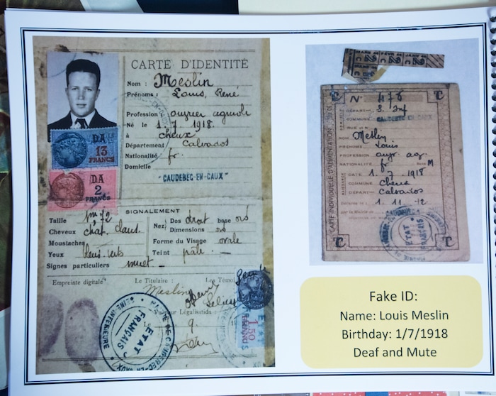 (Photo courtesy of the Moseley family)   A fake identification card, used by Lonnie Moseley when he crash landed in France in World War II. Moseley avoided detection of the Germans by hiding with a French farming family for two months in 1944.