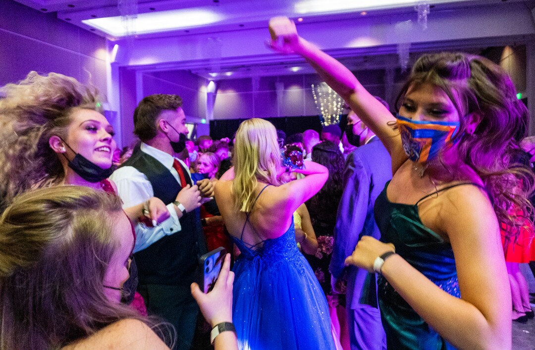 (Rick Egan | The Salt Lake Tribune)Cyprus students dance at the Cyprus High school Prom, at the Viridian Event Center, on Saturday, April 24, 2021.