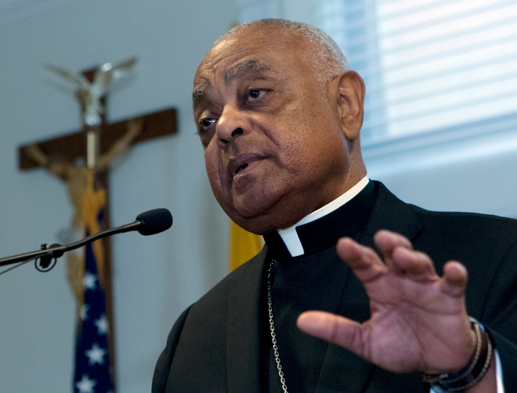(AP Photo/Jose Luis Magana) Archbishop designated by Pope Francis to the Archdiocese of Washington, Archbishop Wilton D. Gregory, speaks during a news conference at Washington Archdiocesan Pastoral Center in Hyattsville, Md., Thursday, April 4, 2019. Archbishop-designate Gregory will succeed Cardinal Donald Wuerl.