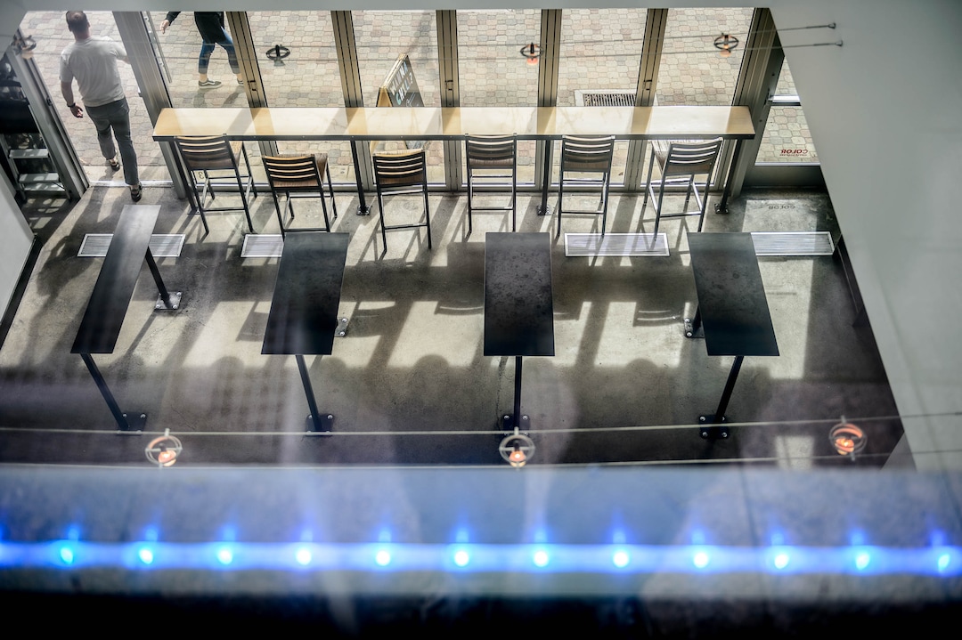 (Trent Nelson  |  The Salt Lake Tribune) Empty seats at MONKEYWRENCH, a vegan ice cream and coffee shop in Salt Lake City on Monday, March 16, 2020.