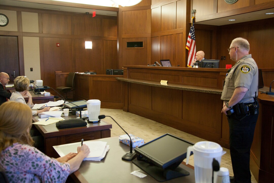 (Chris Caldwell  |  Pool Photo)  The detention hearing and initial appearance for the 16-year-old boy accused of bringing a bomb to Pine View High School. Wednesday, March 28, 2018.
