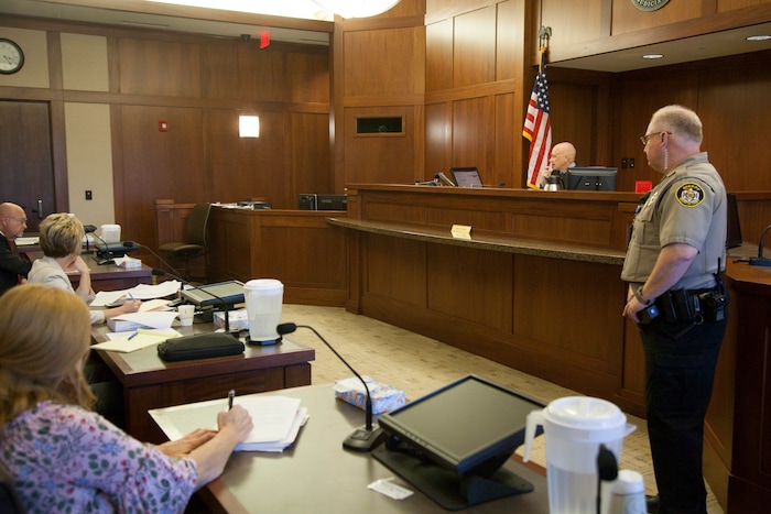 (Chris Caldwell  |  Pool Photo)  The detention hearing and initial appearance for the 16-year-old boy accused of bringing a bomb to Pine View High School. Wednesday, March 28, 2018.