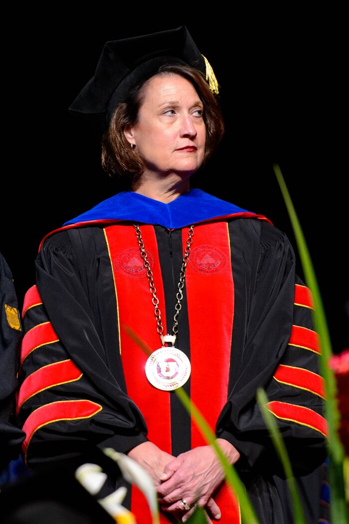 (Trent Nelson | The Salt Lake Tribune)
University of Utah President Ruth Watkins at the school's commencement ceremony, in Salt Lake City on Thursday May 2, 2019.